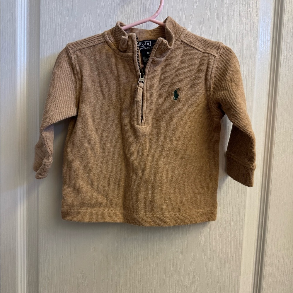 Ralph Lauren Kids Tan Quarter-Zip Sweater